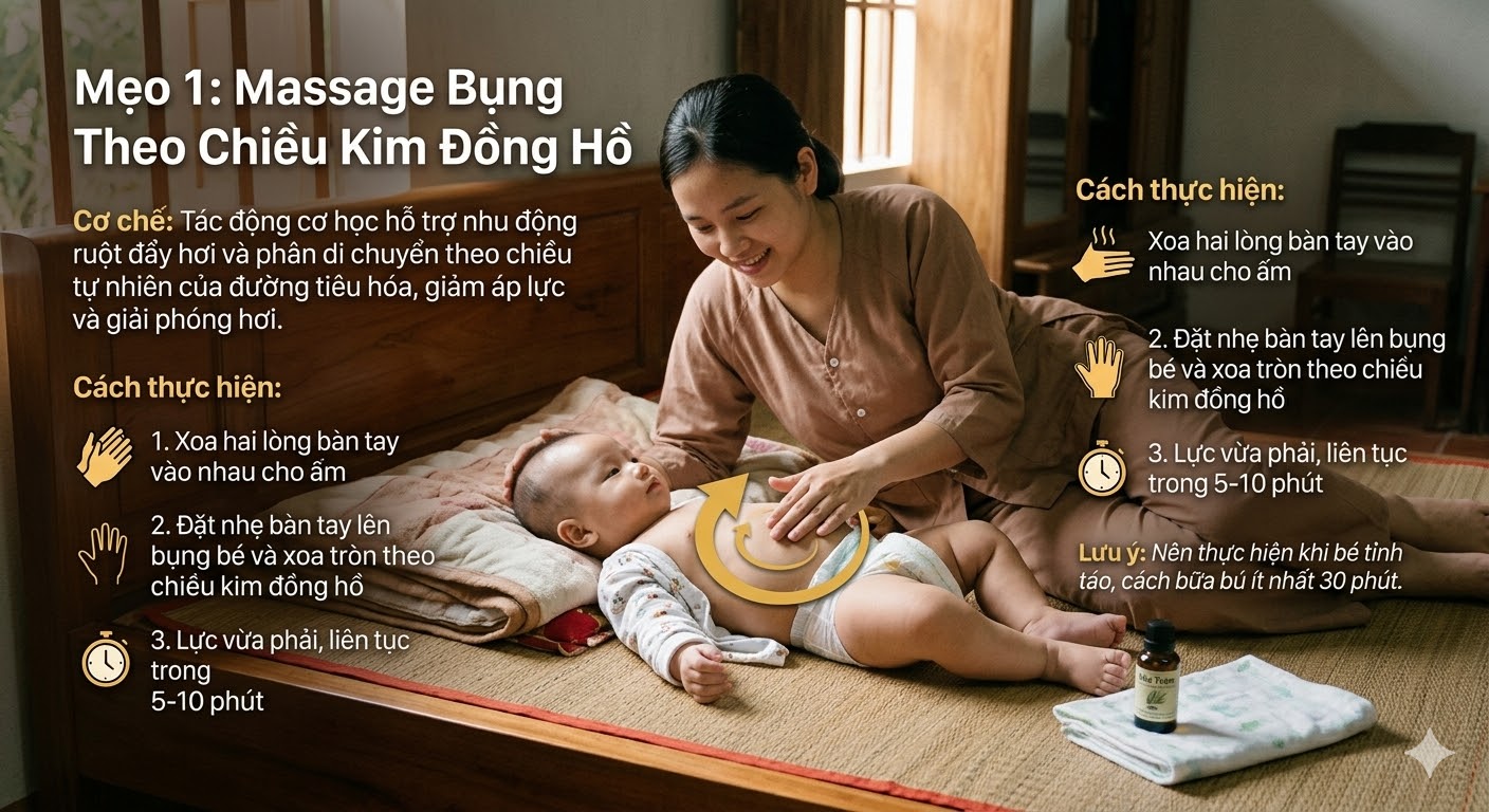 massage bụng cho bé
